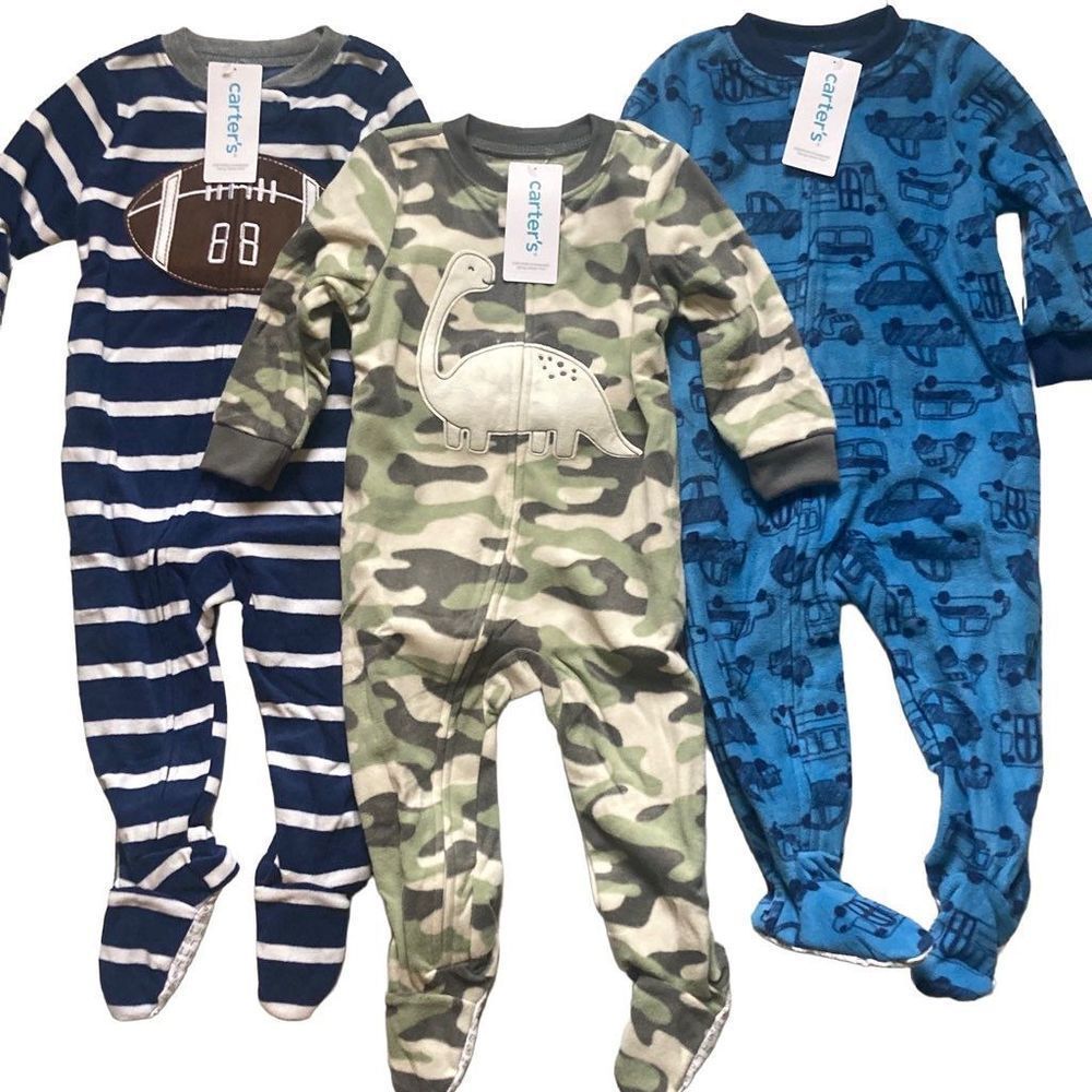 🆕 Carter’s Boy's Footie Sleepers Pajamas NWT Set of 3